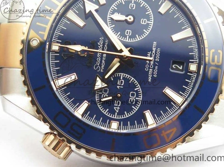 0412 Seamaster Pro Chrono SS RG OM Best Edition Blue Ceramic Blue Dial On SS RG Bracelet A Snug 8129